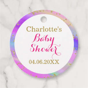 Girly Baby Shower Colorful Unicorful Gold Glitzer Geschenkanhänger