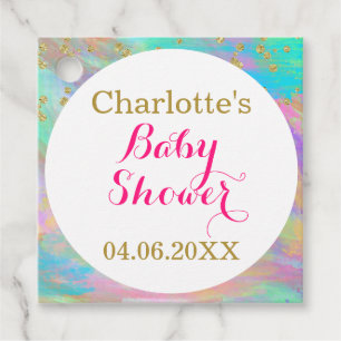 Girly Baby Shower Colorful Unicorful Gold Glitzer Geschenkanhänger