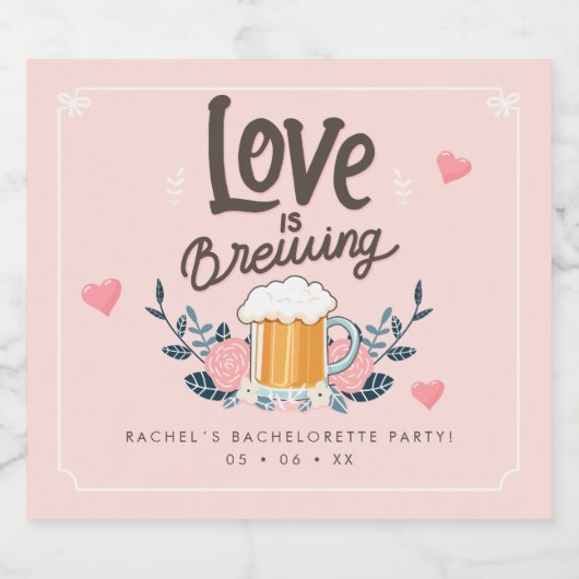 Girly Bachelorette Liebe braut Bierflaschenetikett (Einzelnes Label)