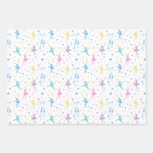 Girly Ballerina Dancer - Ballet Pattern Geschenkpapier Set (Vorderseite 3)
