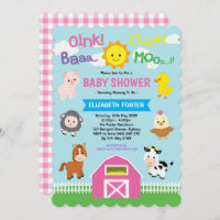 Girly Barnyard Baby Shower Pink Farm Animals Party