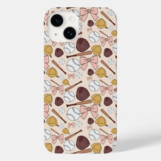 Girly Baseball Bow Pattern Phone Case (Rückseite)