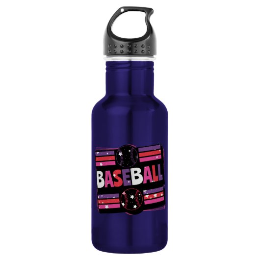 Girly Baseball Word Art Edelstahlflasche (Vorderseite)