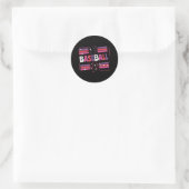 Girly Baseball Word Art Runder Aufkleber (Tasche)
