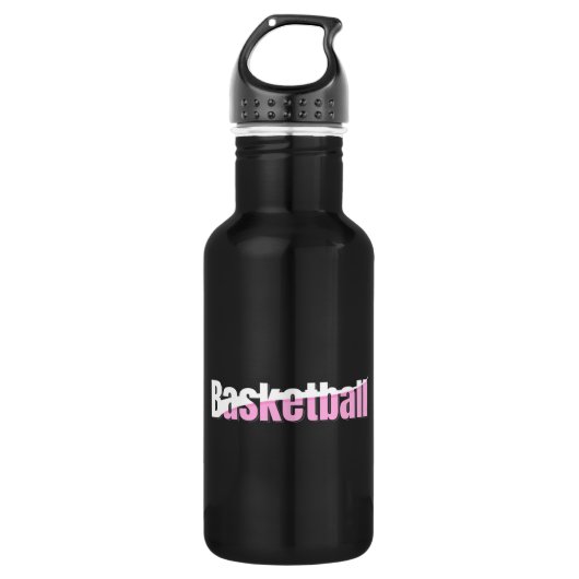 Girly Basketball Player Pink Typografy Edelstahlflasche (Vorderseite)
