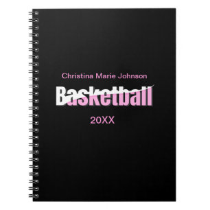 Girly Basketball Player Pink Typografy Notizblock