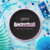 Girly Basketball Player Pink Typografy Pappteller (Party)