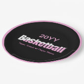 Girly Basketball Player Pink Typografy Pappteller (Schrägansicht)