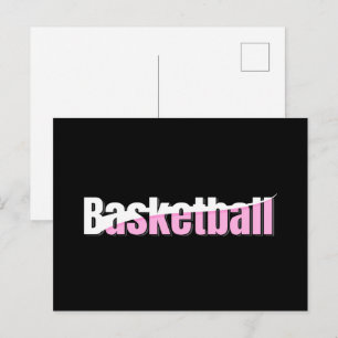 Girly Basketball Player Pink Typografy Postkarte