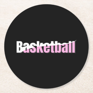 Girly Basketball Player Pink Typografy Runder Pappuntersetzer
