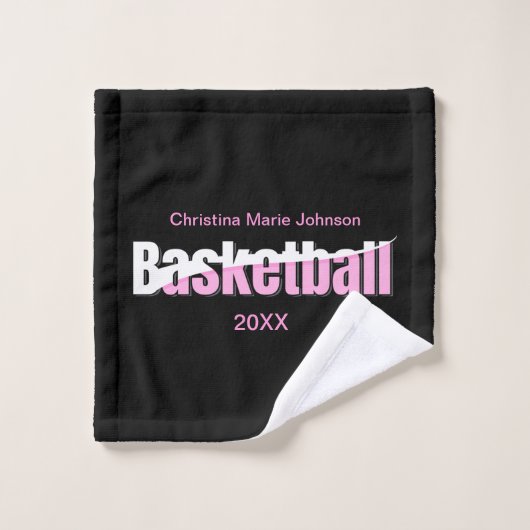 Girly Basketball Player Pink Typografy Waschlappen (Waschlappen)