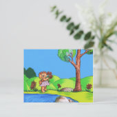 Girly Bear Country Floral Illustration Postkarte (Stehend Vorderseite)