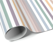 Girly Beige Blue Wide Horizontal Streifen Muster Geschenkpapier (Rolleneckpunkt)