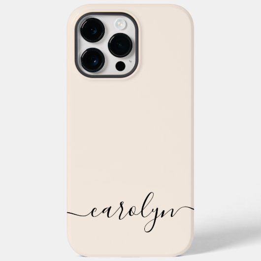 Girly Beige Monogram Modern Script Personalisiert Case-Mate iPhone Hülle (Rückseite)