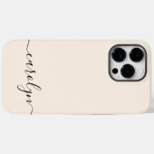 Girly Beige Monogram Modern Script Personalisiert Case-Mate iPhone Hülle (Rückseite (Horizontal))