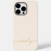 Girly Beige Monogram Modern Script Personalisiert Case-Mate iPhone Hülle (Rückseite)