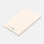 Girly Beige Monogram Modern Script Personalisiert Post-it Klebezettel (angewinkelt)