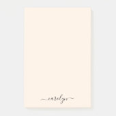 Girly Beige Monogram Modern Script Personalisiert Post-it Klebezettel (Vorderseite)