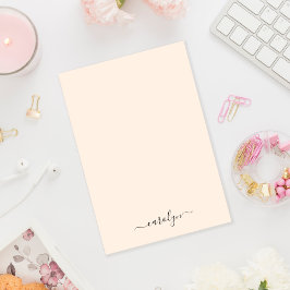 Girly Beige Monogram Modern Script Personalisiert Post-it Klebezettel