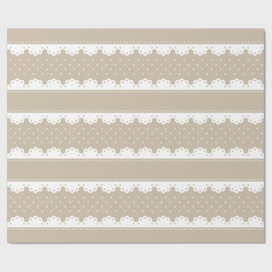 Girly Beige und White Polka Dot Lace Pattern Geschenkpapier (Flach)