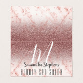 Girly Beruflich Pinky Glittery Monogram Visitenkarten (Außenseite Aufgefaltet)