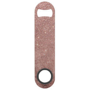 Girly bezaubernde rosa Rosen-Goldfolie und Speedflaschenöffner