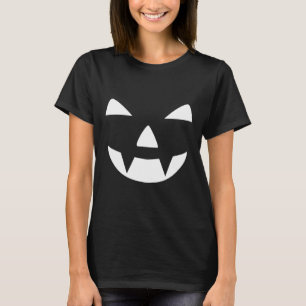 Girly Black and White Pumpkin Face Halloween T-Shirt