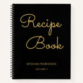 Girly Black Cookbook Personalisiertes Rezept Notizblock (Vorderseite)