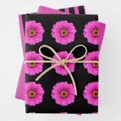 Girly Black Fuchsia Streifen und Blume Geschenkpapier Set (Beispiel)