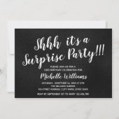 Girly Black | Glitzer | Überraschendes Party Gebur Einladung (Vorderseite)