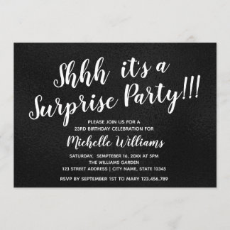 Girly Black | Glitzer | Überraschendes Party Gebur Einladung