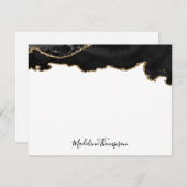 Girly Black Gold Agate Geode Script Typografie Mitteilungskarte (Vorne/Hinten)