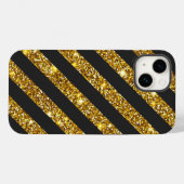 Girly Black Gold Glitzer Glitzern Stripmuster Case-Mate iPhone Hülle (Rückseite (Horizontal))
