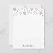 Girly Black Gold Heart Feminine Script Mitteilungskarte (Vorderseite)