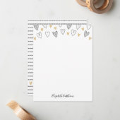 Girly Black Gold Heart Feminine Script Mitteilungskarte (Vorderseite/Rückseite Beispiel)