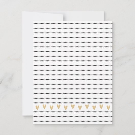 Girly Black Gold Heart Feminine Script Mitteilungskarte (Rückseite)