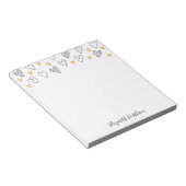 Girly Black Gold Heart Feminine Script Notepad Notizblock (angewinkelt)