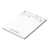 Girly Black Gold Heart Feminine Script Notepad Notizblock (Rotiert)