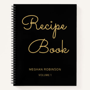Girly Black Gold Kochbuch Personalisiertes Rezept Notizblock