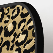 Girly Black Gold Leopard Ombre Monogram Pickleball Schläger (Linke Seite)