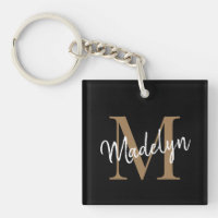 Girly Black Gold Monogram Name Elegantes Chic Scri