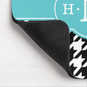 Girly Black Hahnentrittmuster Blue Monogram Mousepad (Ecke)