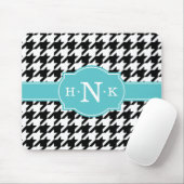 Girly Black Hahnentrittmuster Blue Monogram Mousepad (Mit Mouse)