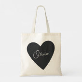 Girly Black Heart Tasche mit Namen (Rückseite)