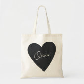 Girly Black Heart Tasche mit Namen (Vorne)