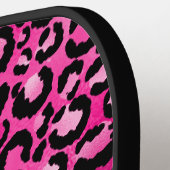 Girly Black Hot Pink Leopard Ombre Monogram Pickleball Schläger (Linke Seite)