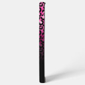 Girly Black Hot Pink Leopard Ombre Monogram Samsung Galaxy Hülle (Linke Seite)