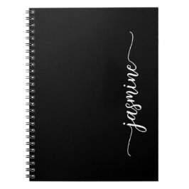 Girly Black Modern Script Monogram Name Noteb Notizblock