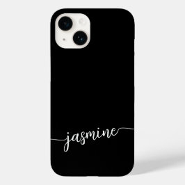Girly Black Monogram Name Signature Script Case-Mate iPhone 14 Hülle