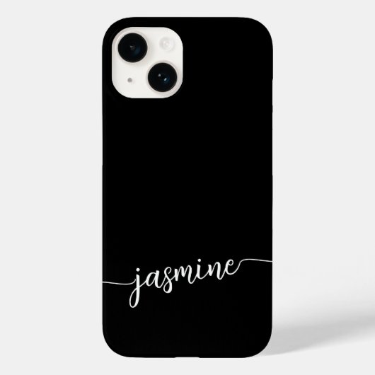Girly Black Monogram Name Signature Script Case-Mate iPhone Hülle (Rückseite)